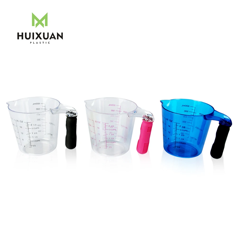 
Kitchen 600ml plastic measuring cup with TPR handle PS measuring jug with OEM 4 sizes spoons 