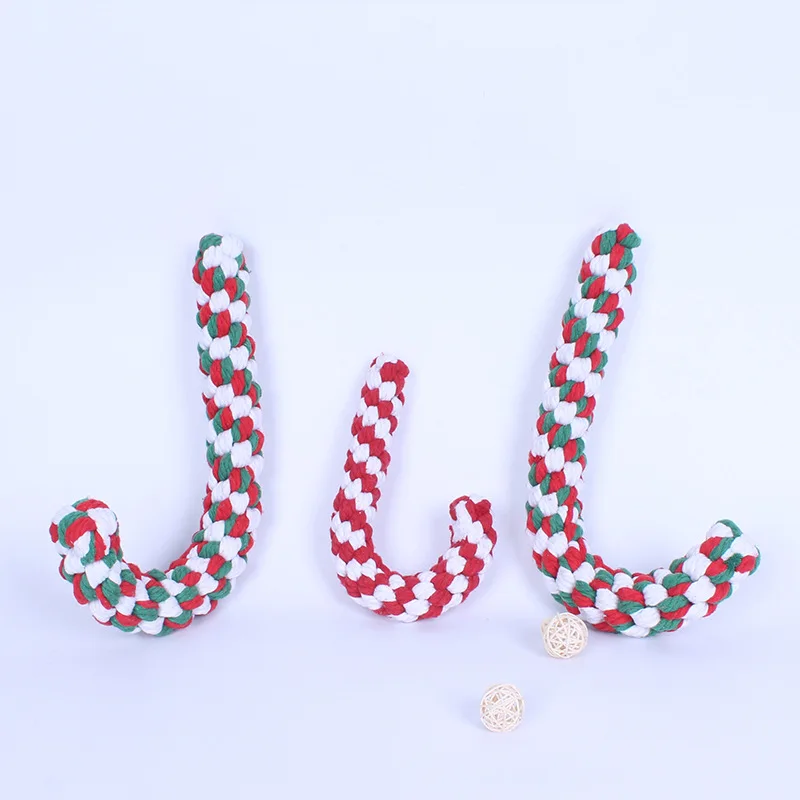 
2018 new pet dog Christmas toy cotton rope weaving environmental protection rope knot toys bite pet toys 