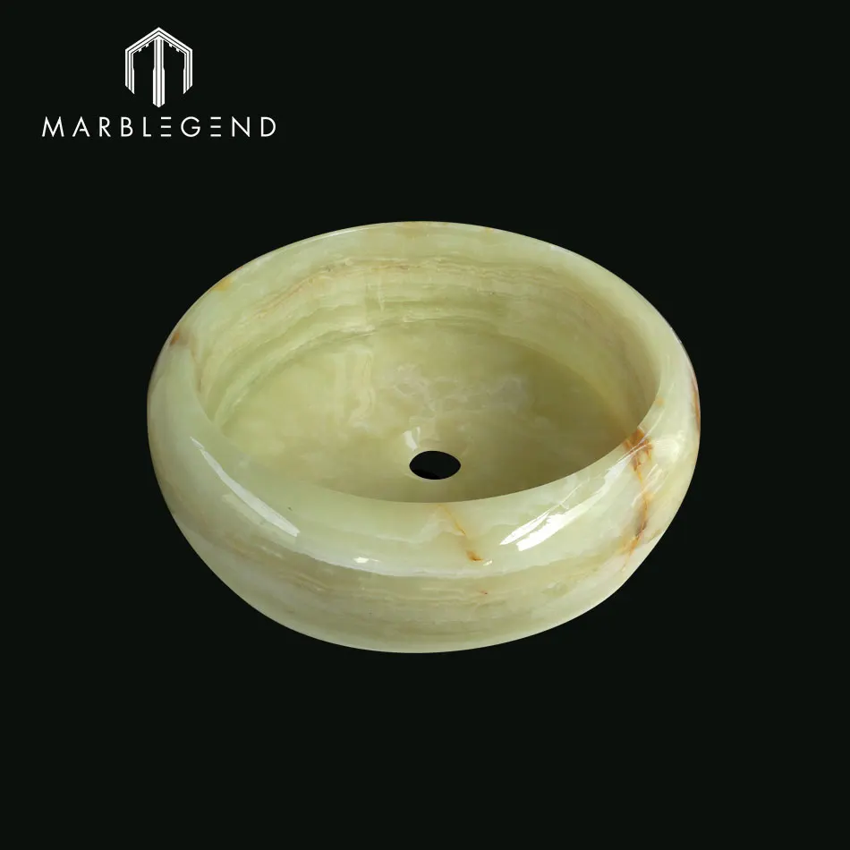 
Pawn Shape Natural Light Green Onyx Stone Wash Sink 