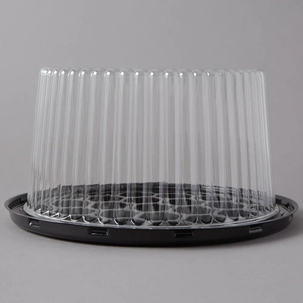 1-2 Layer Disposable Plastic Round Cake Display Container with Clear Dome Lid, Plastic Round Birthday Cake Packaging Box