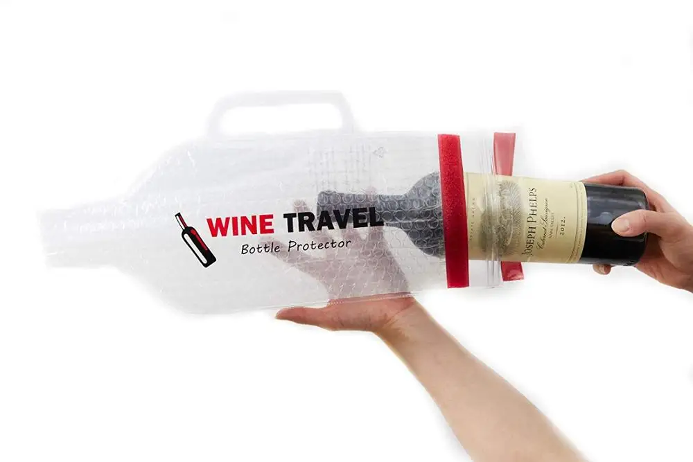 Plastic Wine Bottle Protection Transport Bag with Handle Pvc Bubble Laminated Material