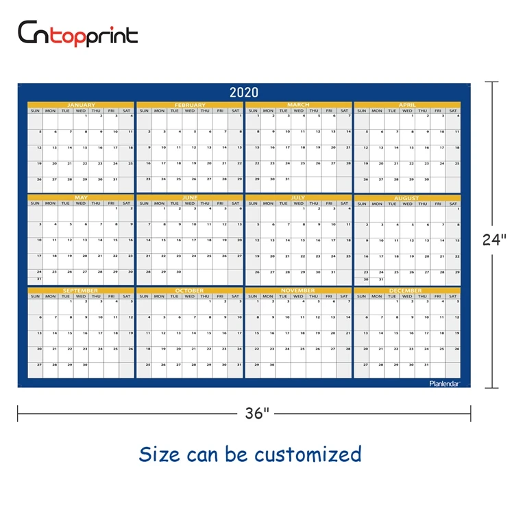 Year At A Glance Personalized Custom Large 12 Month Dry Erase Wall Calendar