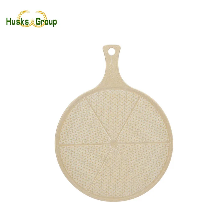 Premium Rice Husks Fibre Round Pizza Peel Cutting Board Serving Tray