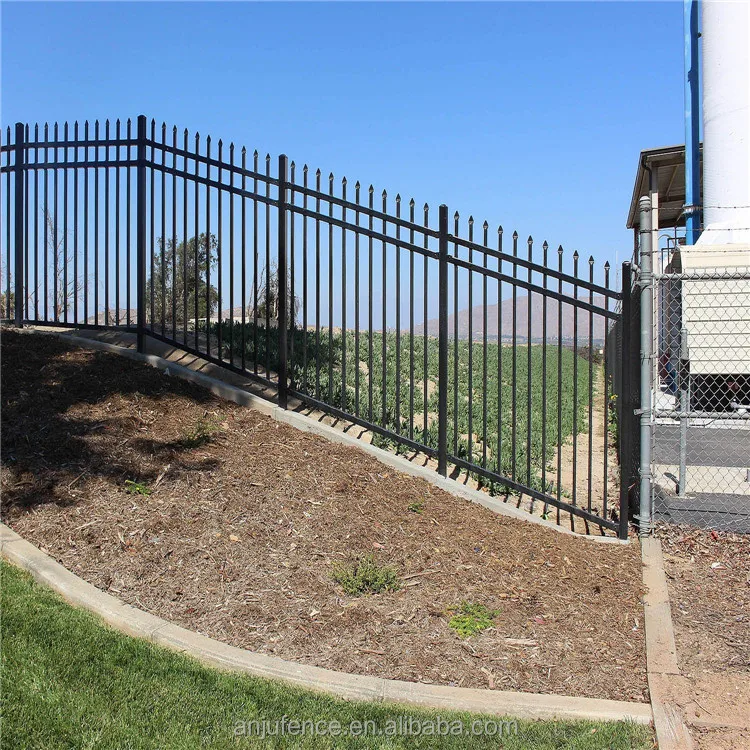 
Wrought welded steel iron spiked fence 