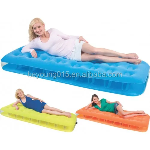 Comfort Quest Fashion Transparent Pvc Flocked Air Bed Folding Inflatable Single Sized Air Mattress