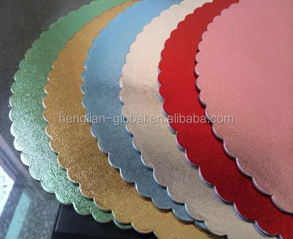 Hot sale colorful food grade round scalloped edges cake board