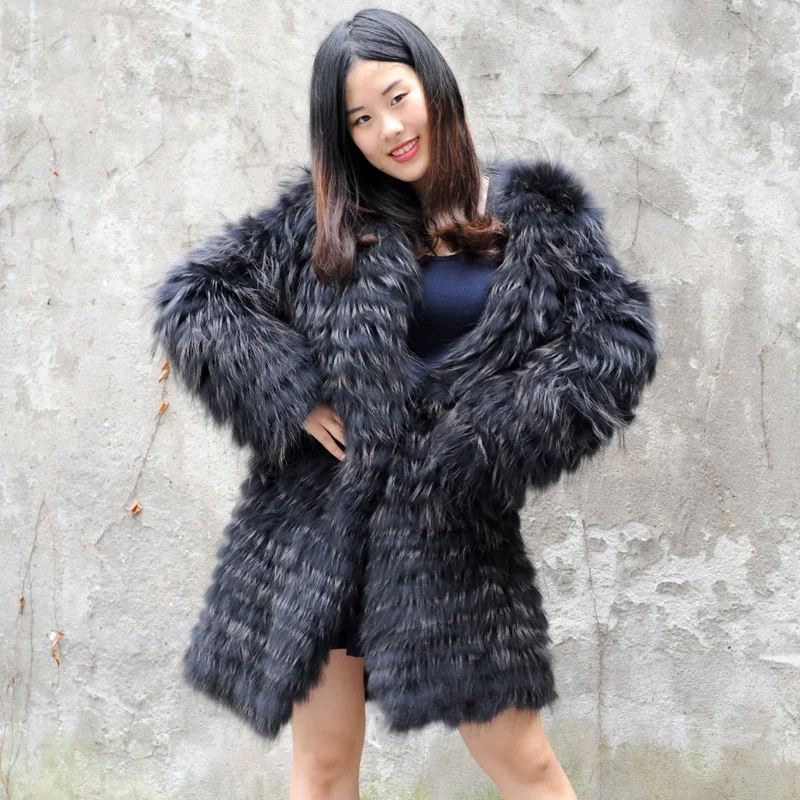 CX-G-A-180C 2024 модная женская зимняя куртка шуба из меха енота оптом