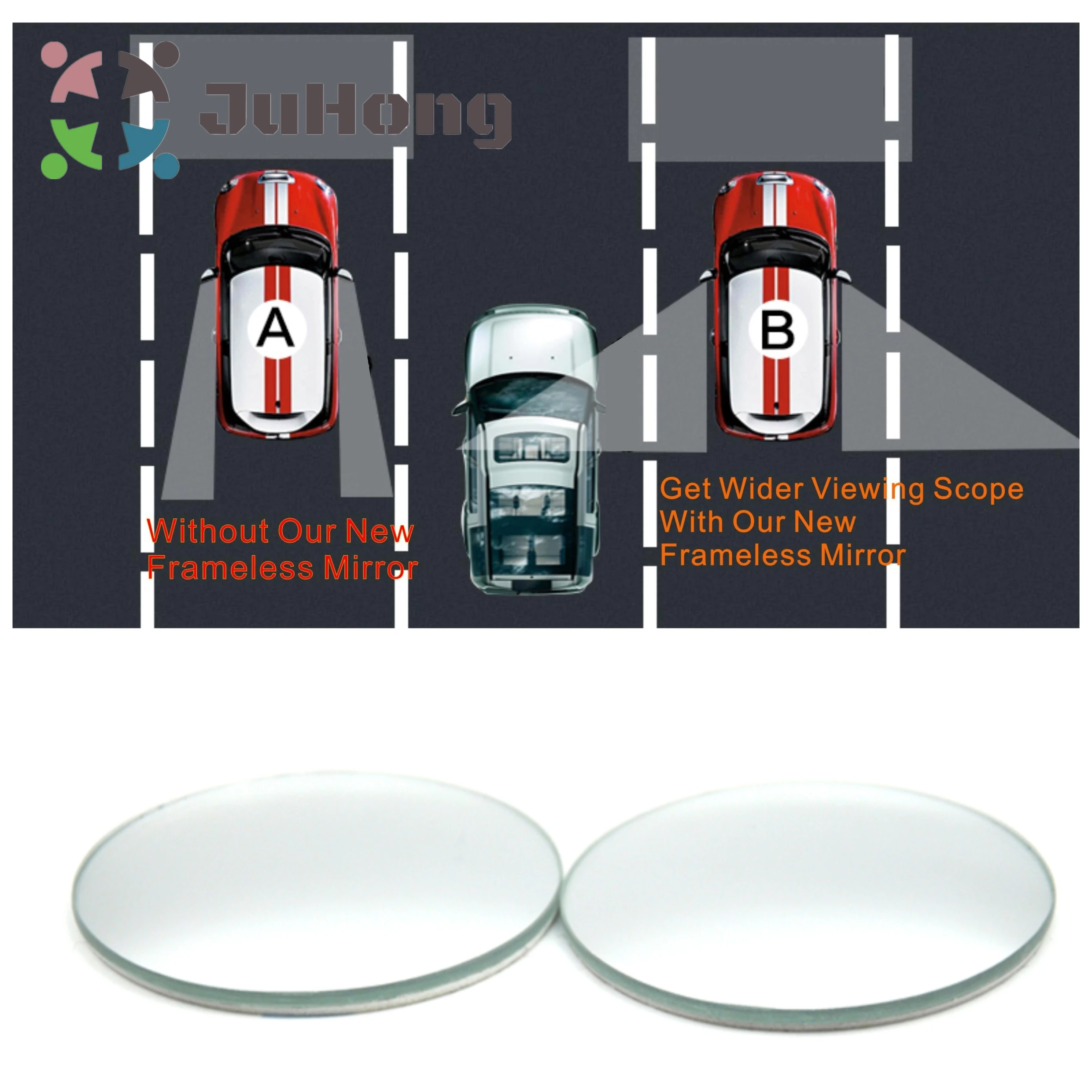 Round Convex Wide Angle Mirror Blind Spot Mirrors Rear View Mirror Assist Fully Adjustable Secure Adhesive Tape Sold by Pair