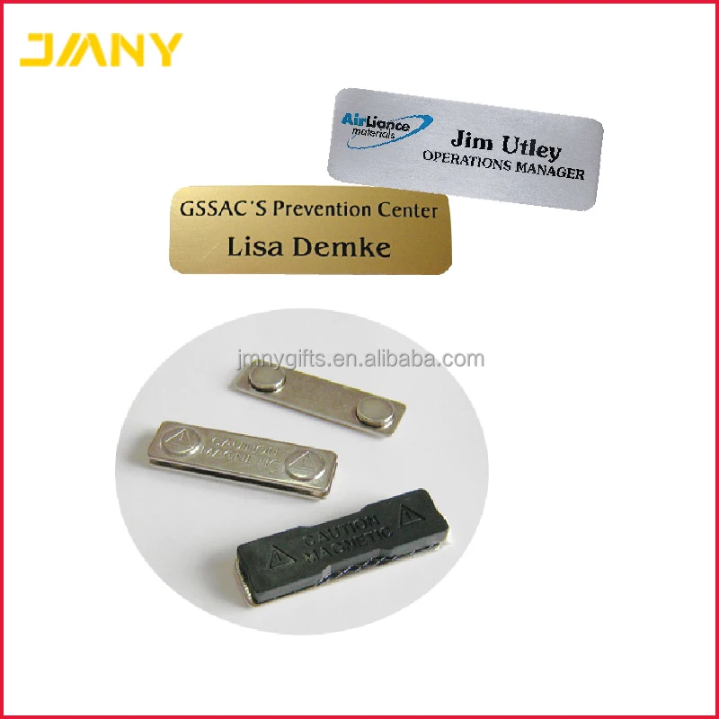 Factory Directly Metal Name Badge with Brooch Pin or Magnetic Back