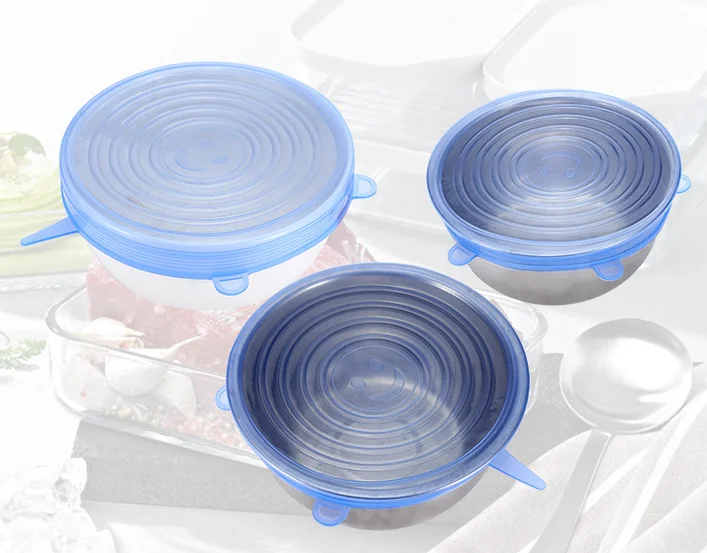 
Eco-friendly 6 pack cheap reusable silicone lids food wrap 