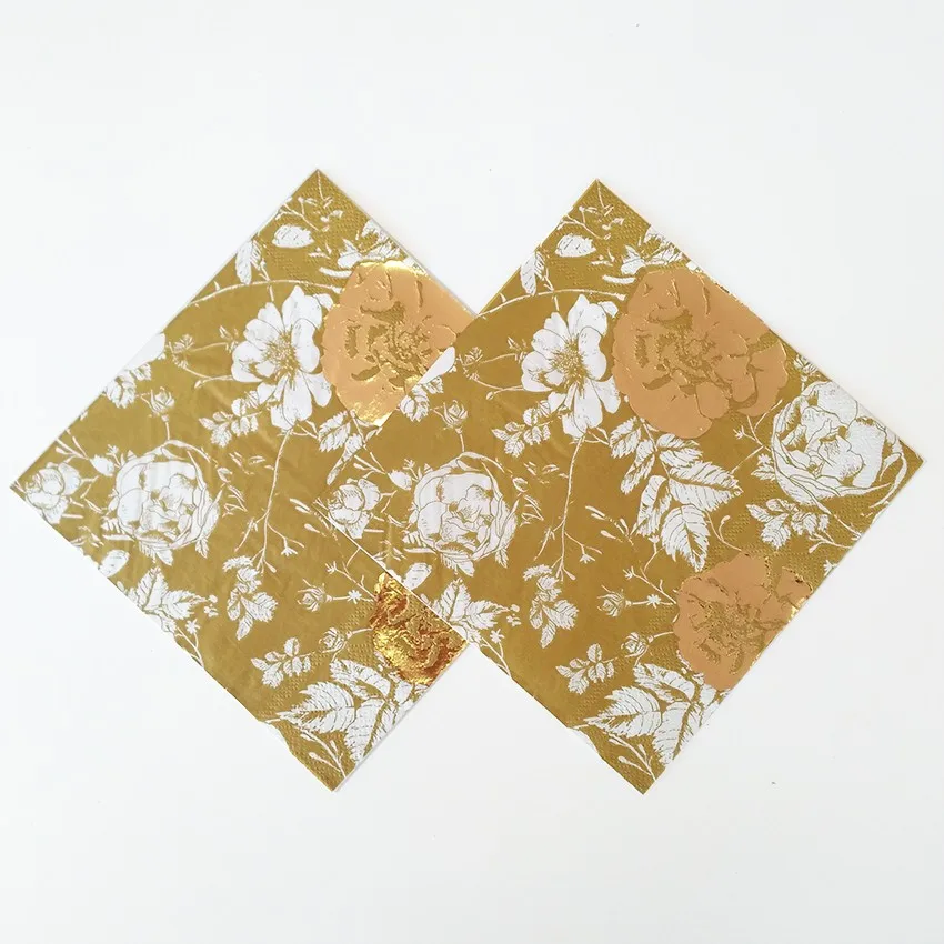 Heart Shaped  Virgin Wood Pulp  Napkin Printed Happy Birthday  Gold Blocking Napkins Colorful Cloth Square Table Decoration