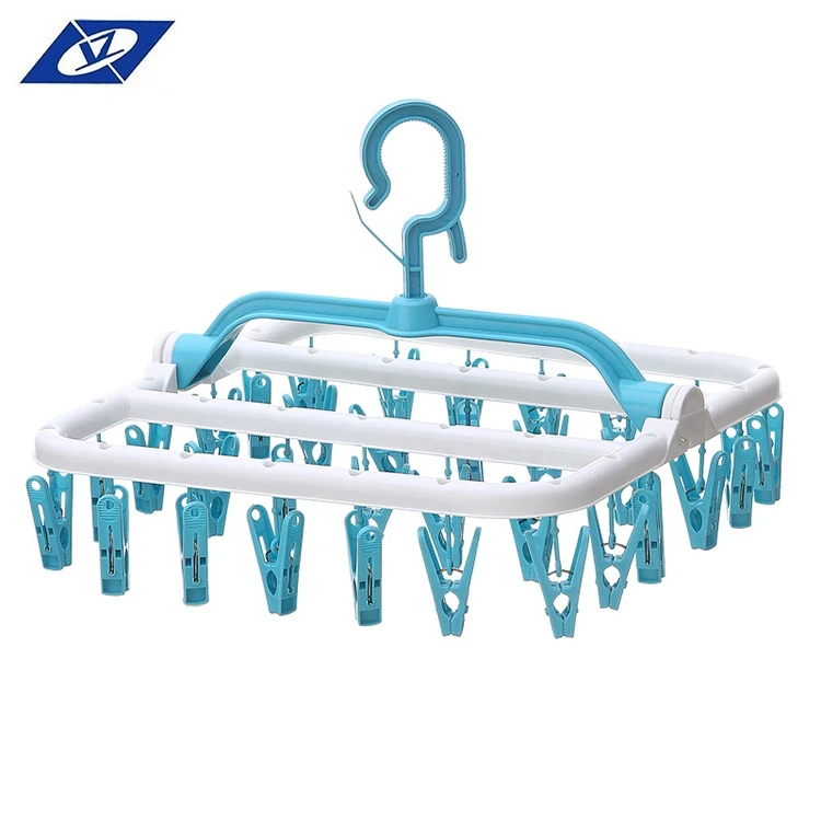 Квадратный 32clips регулируемая пластиковая складной вешалка для одежды