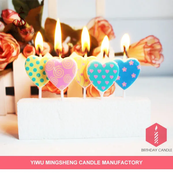 5pcs heart shape fancy cake candles birthday