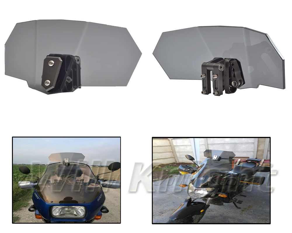 Universal Adjustable Front Windscreen for Motorcycle Universal Smoke Windshield with Matte Grey Metal