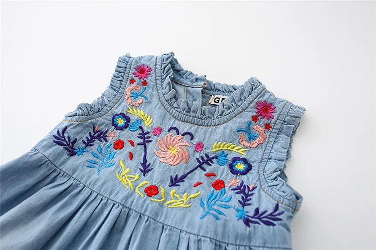 BKD summer embroidered dimn dress fashion cute dress for child girl