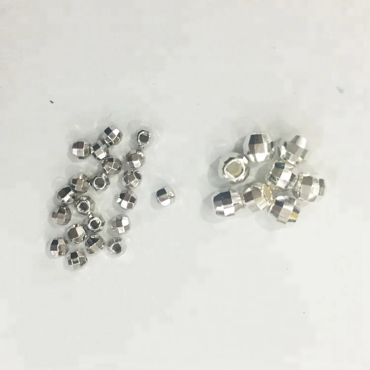 Граненые бусины из серебра 925 пробы, 2,5 мм и 4 мм, ювелирные изделия, бусины из чистого серебра «сделай сам»