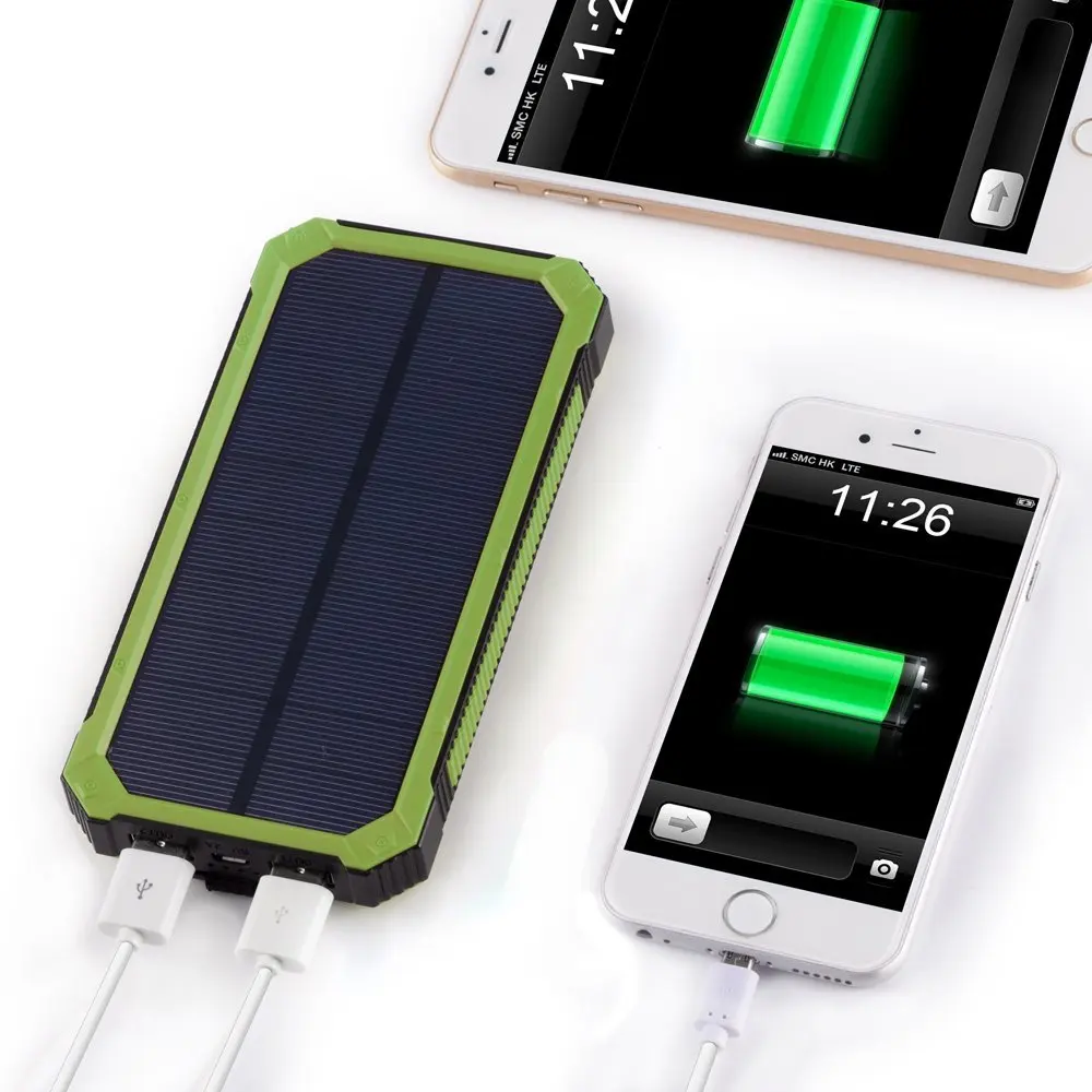 PowerGreen Chinese Suppliers OEM / ODM Solar Powerbank With 2 USB Ports Power Bank 15000 mah solar charger