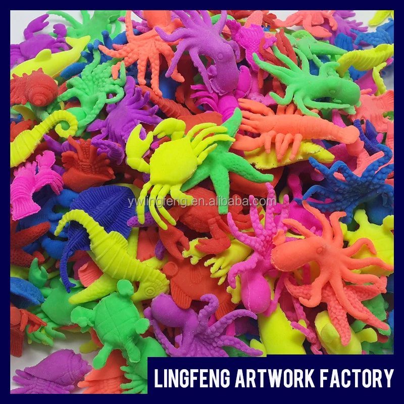 
LF-170-16 LINKFUN wholesale 16 pcs/card 3*5cm eva sea animals shape expend animal toy with crystal soil 