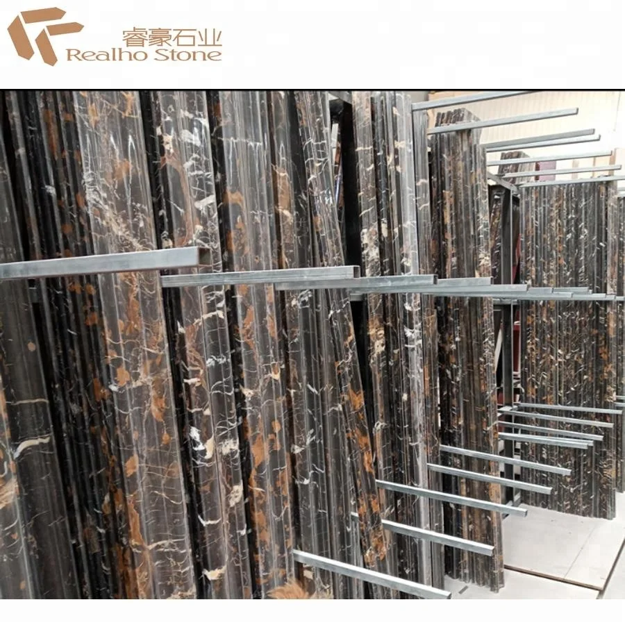 Natural marble borders flooring design black portoro lines