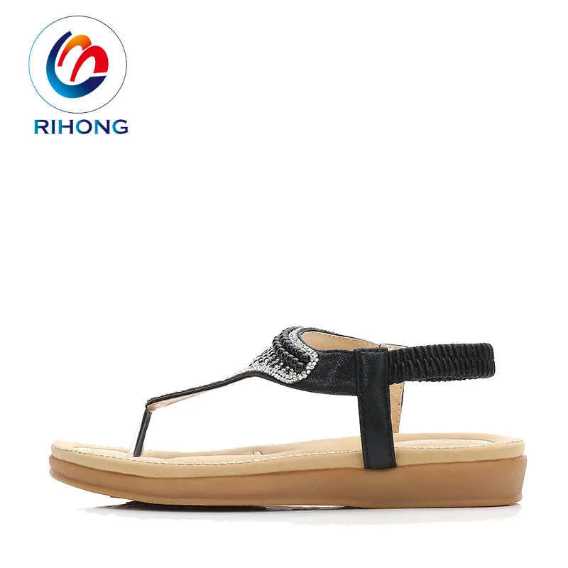 custom small moq quantity  tpr sole glitter sandal for women