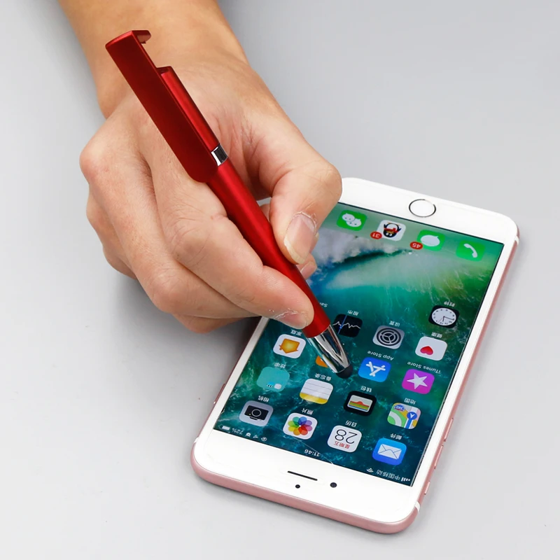 Многофункциональная шариковая ручка с сенсорным экраном 3 в 1 с держателем для телефона, стилус для мобильного телефона, шариковая ручка
