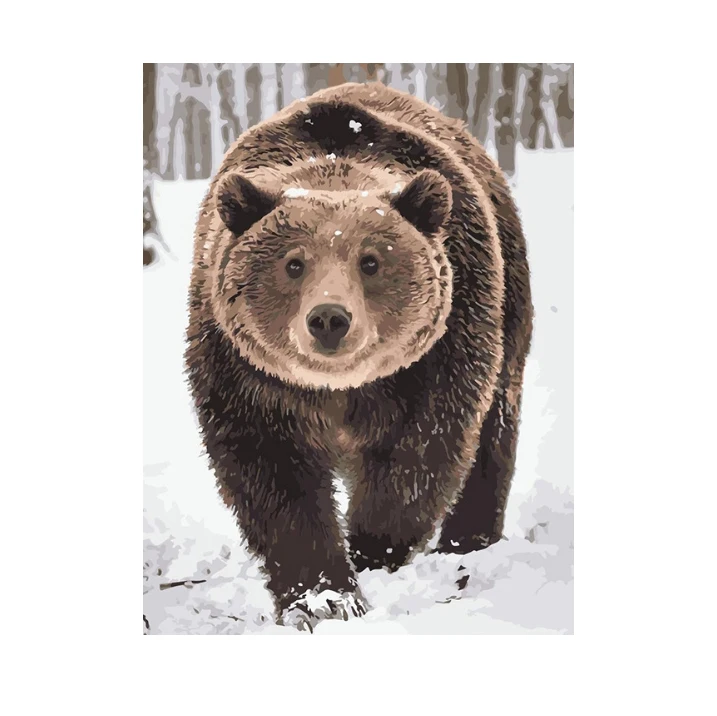 Hot Selling Polar Bears Walking in the Snow Decorative indoor hanging Painting by numbers Diy Digital Oil Painting with Frame