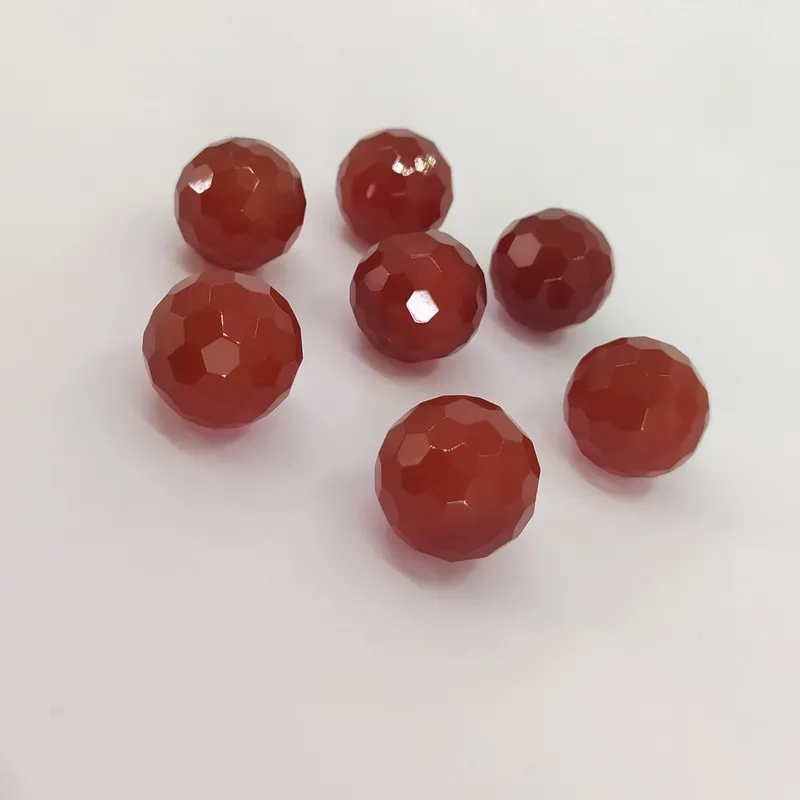 natural gemstone red agate without holes ball faceted beads carnelian spacer loose beads craft DIY jewelry