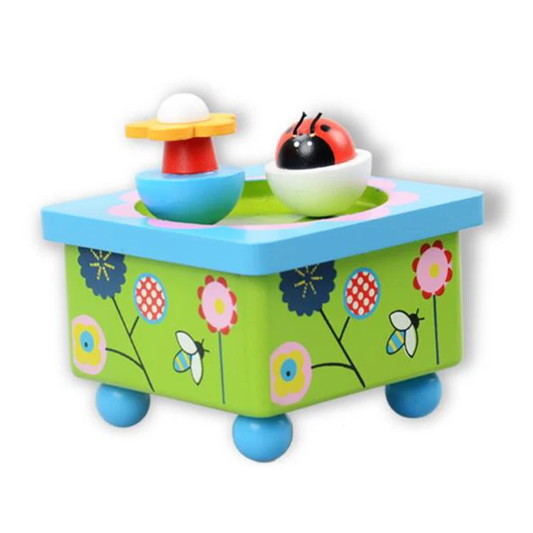 Cartoon Animal Magnetic Wooden Music Box Rotate Tumbler Birthday Gift Music Box