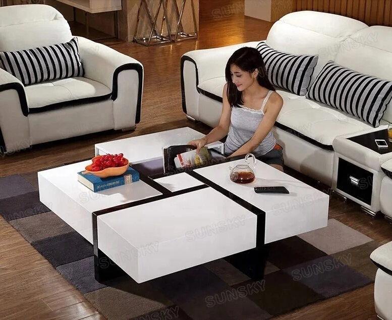 1457A MDF высокий глянцевый журнальный столик современная мебель Гостиная деревянный журнальный столик с 4 ящиками