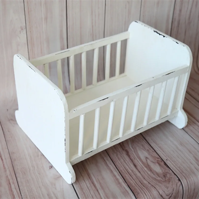 Baby Crib White Newborn Wood Bed Newborn Photo Props Baby Bed Props Wooden Basket for Photoshoot