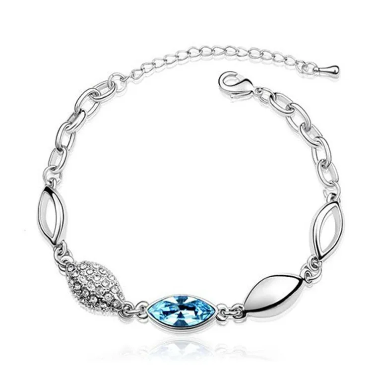 
amethyst cristal bracelet with white gold filled platinum plated crystal trendy wrist 