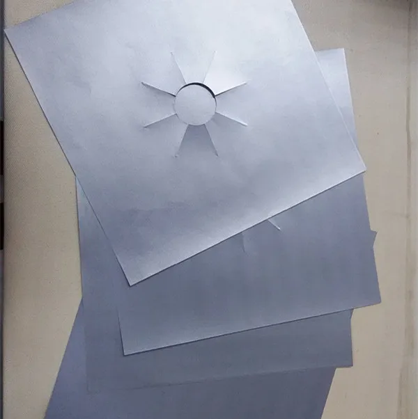 Set of 4 Silver Gas Liner 27*27cm Non-stick Gas Range Protectors