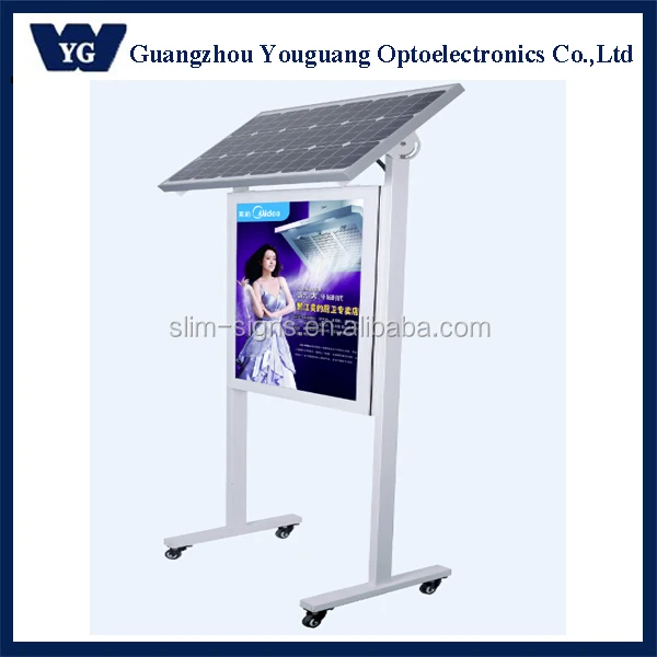 Outdoor solar power edgelit led advertising light box