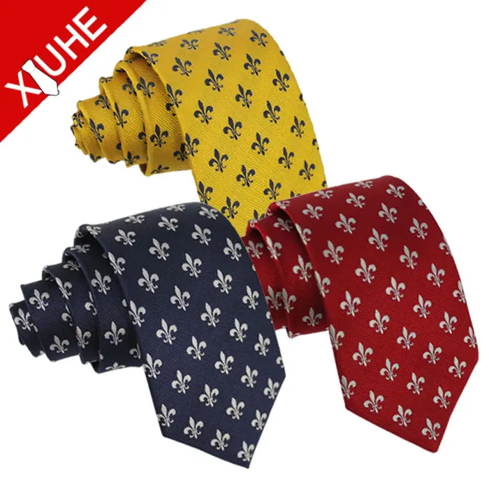 Manufacturer Custom Fashion Neckties Jacquard Yellow Color Pattern Tie Mens Custom Silk Neck Ties