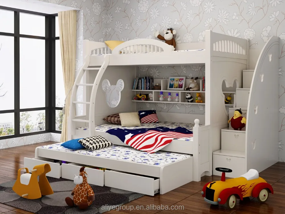 Новый дизайн детский спальный комплект детской одежды, одежда для малышей, тройная двухъярусная кровать для детей набор мебели для спальни