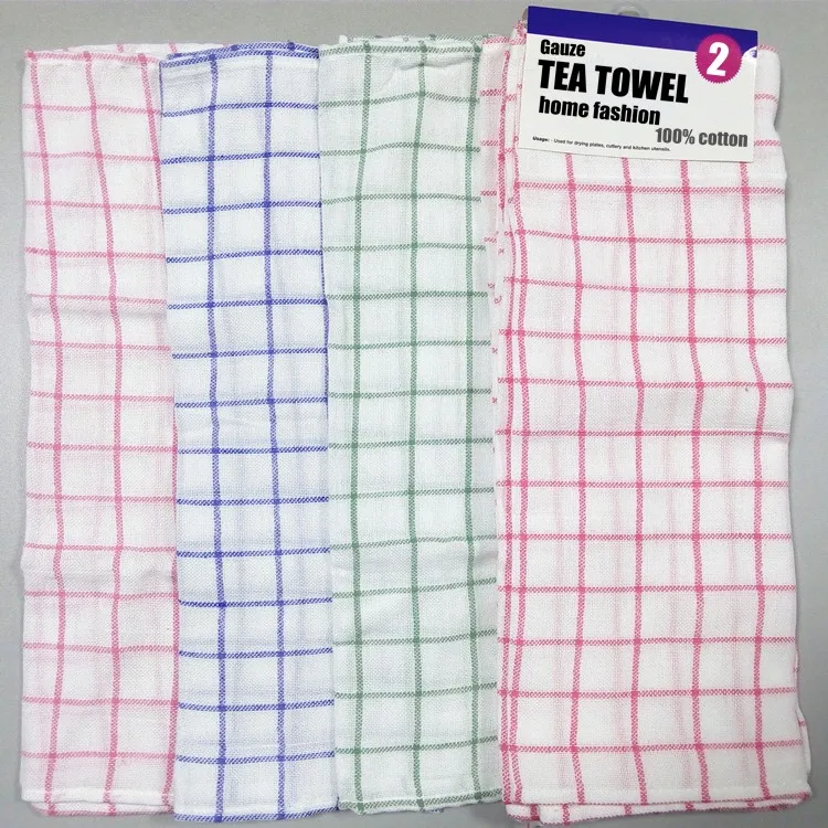 
Popular 3 Colors New Checked Pure Cotton Custom Tea Towel Printing 