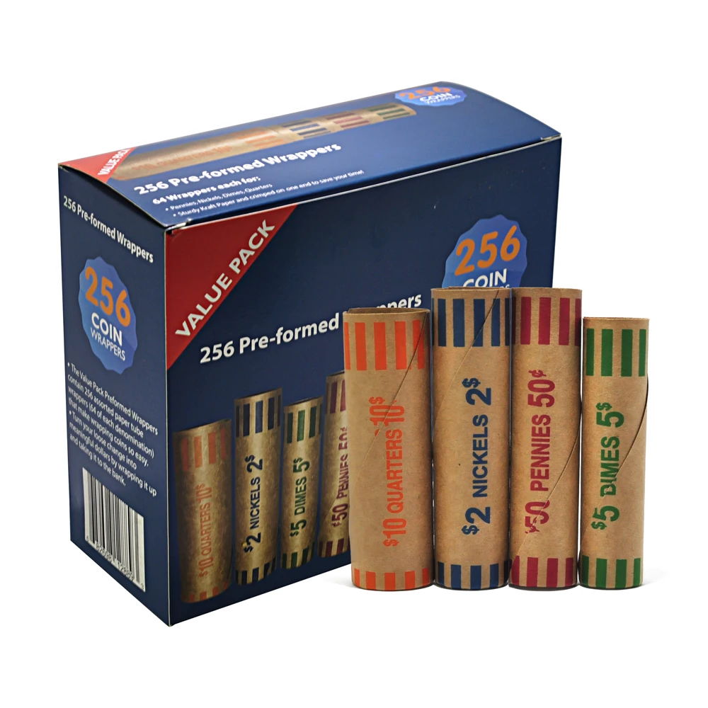 Custom Design Cost-effective Assorted Kraft Paper Tubular Coin Wrappers