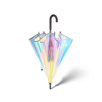 New Design special POE Umbrella with Multicolored Glitter clear semi-auto open rain umbrella automatic open umbrella