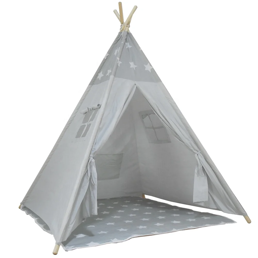 
Kids teepee tent stars tent house resort tent for children castle Cotton Canvas with mat 