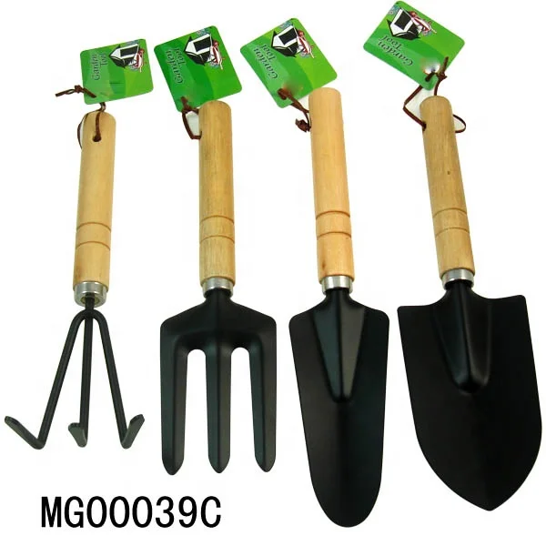 
NEW ARRIVAL 4PCS MINI SHARP SHOVEL RAKE FORK WOODEN HANDLE PLANT GARDEN TOOLS 
