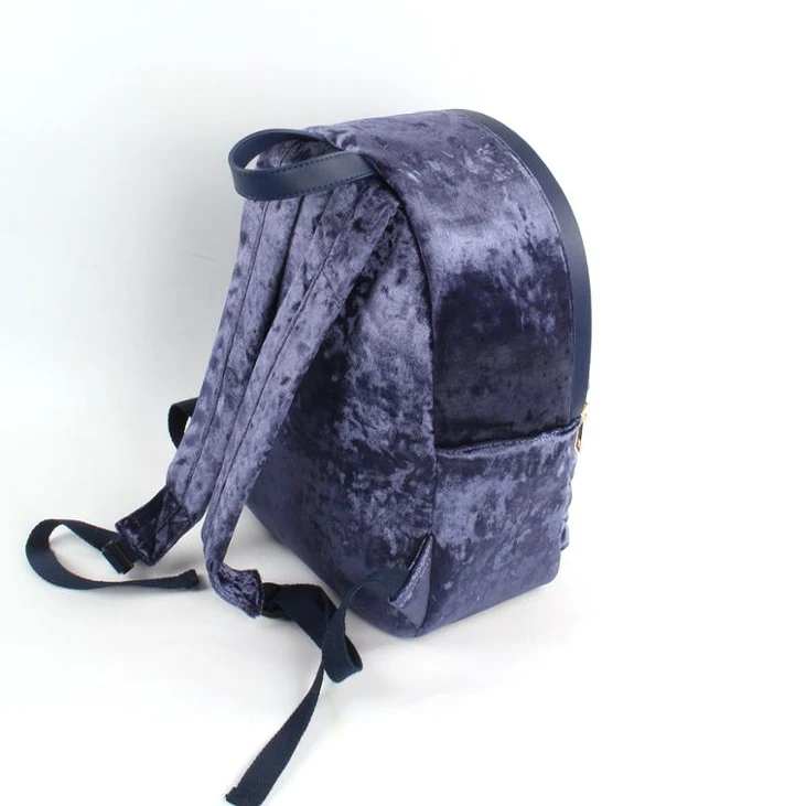 Girl Pink Quilted Velvet Backpack with Mini Cate Quilted Design Mochilas  for Rose Gold Shinny School Bag