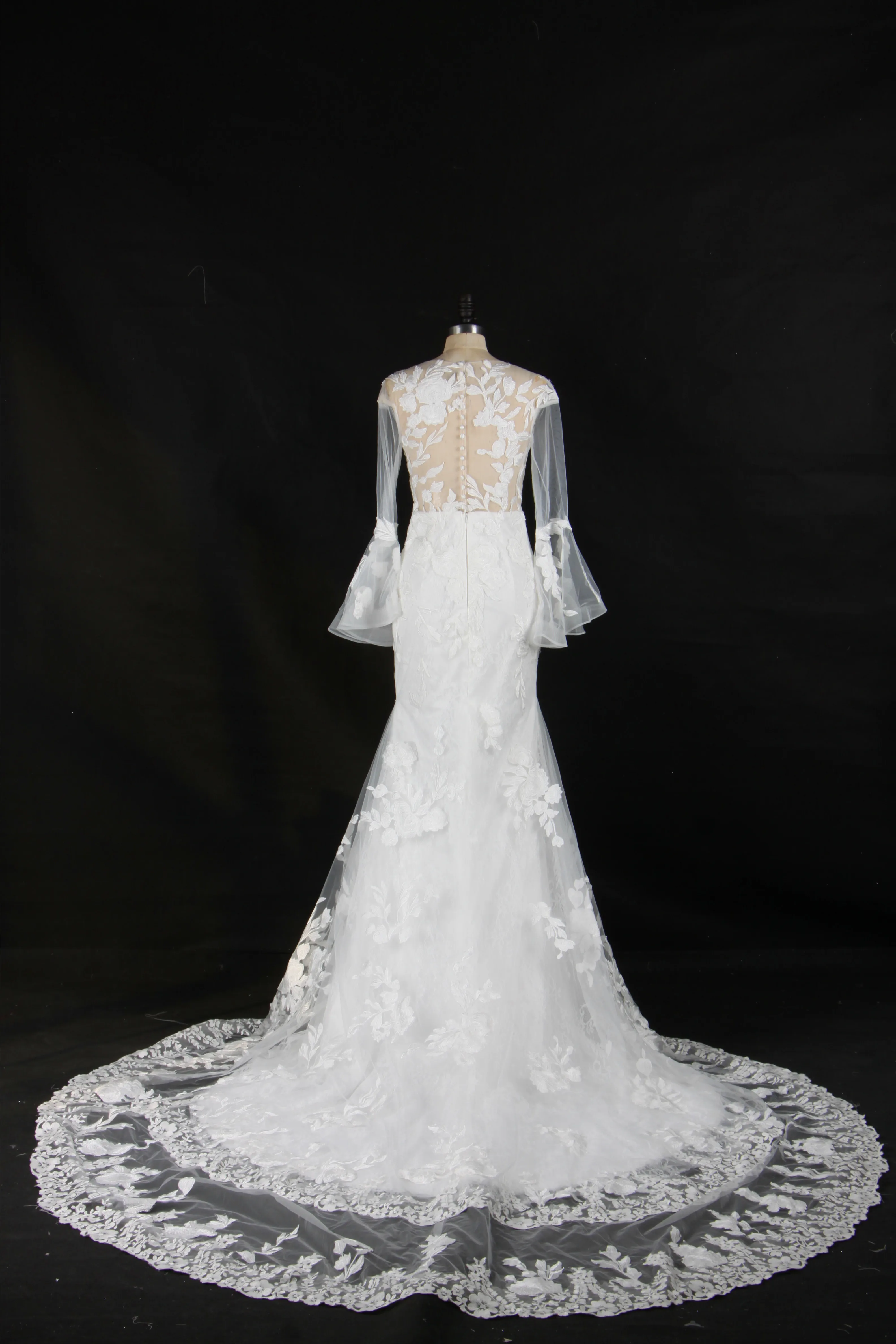 
Customized bridal gowns long sleeve mermaid wedding dress real photo 