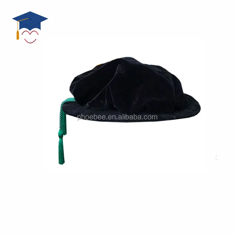 Tudor Doctor velvet round cap with green honor cord