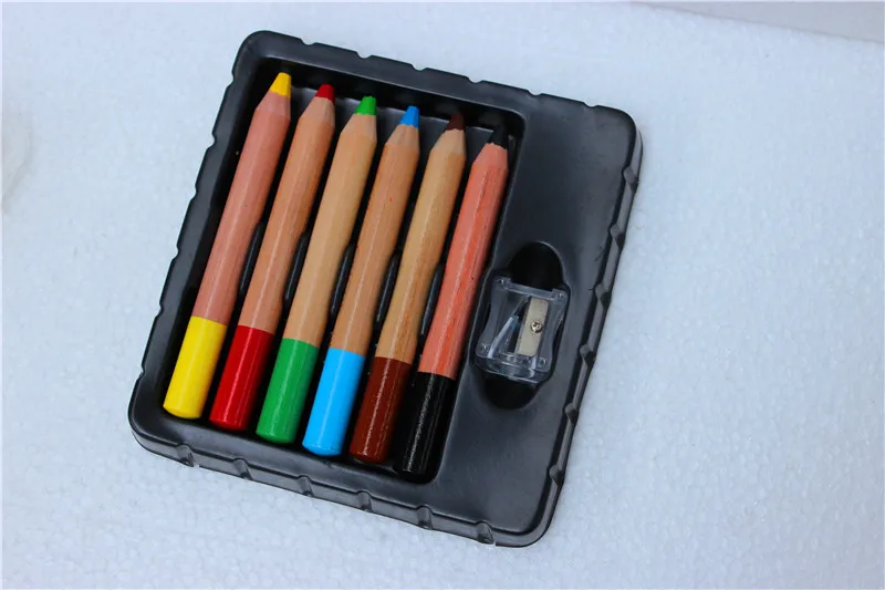 3-in-1 Jumbo Woody Caryon Color Pencil Round and Hexagonal Watercolor Crayon for Baby School Use Made of Paper