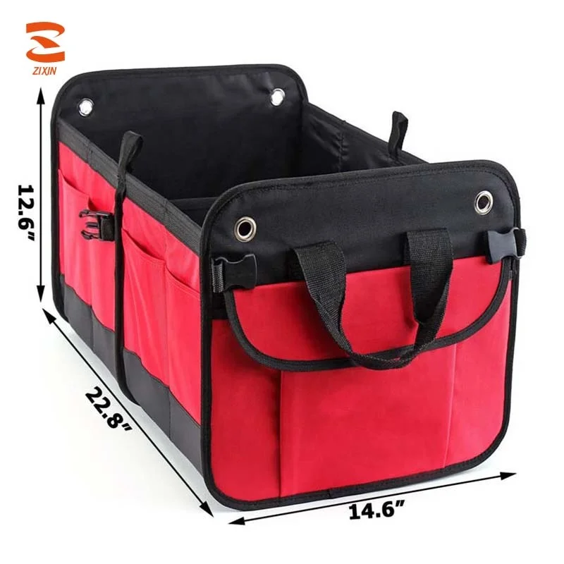 
Red Travel Universal Fit Folding Car Trunk Storage Box Auto Trunk Organizer for Grocery 