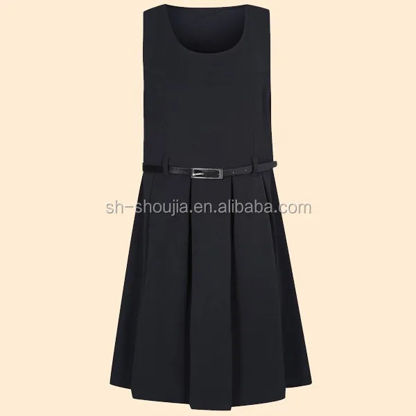 Girls Navy School Belted Skater Pinafore