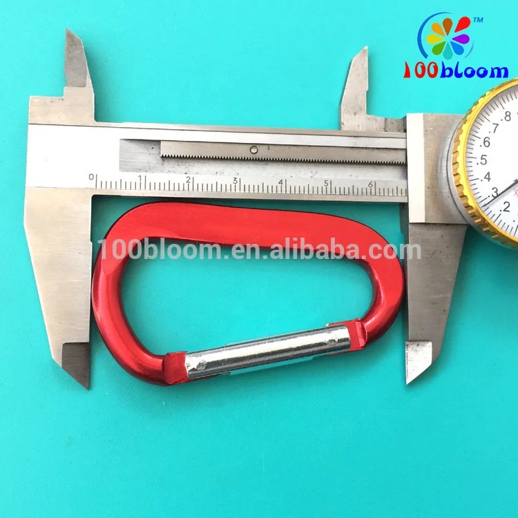 
Factory directly wholesale 7cm aluminum D shape flat carabiner keychain with double rivets 
