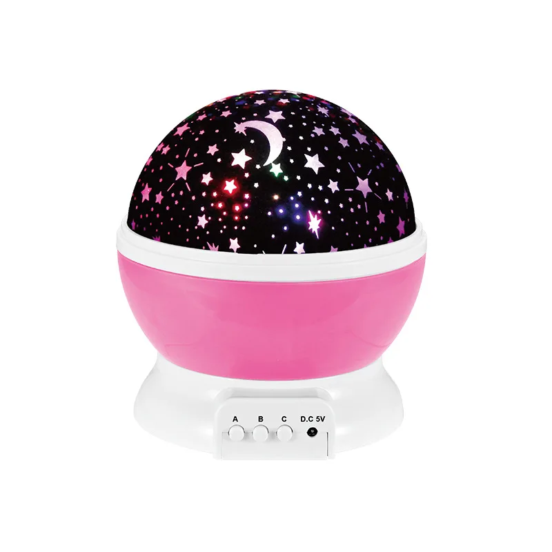 Baby Night Light Moon Star Projector 360 Degree Rotation - 4 LED Bulbs 9 Light Color Changing With USB Cable