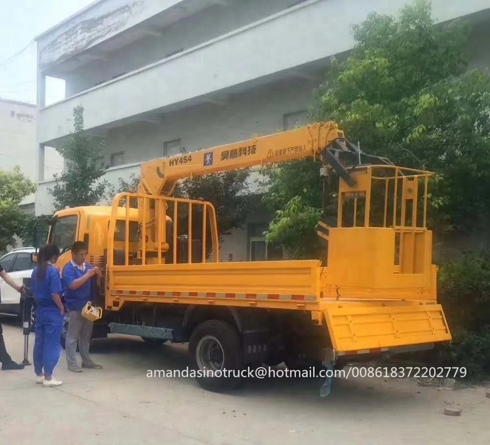 China radio remote control for mini truck mounted crane with basket for sale