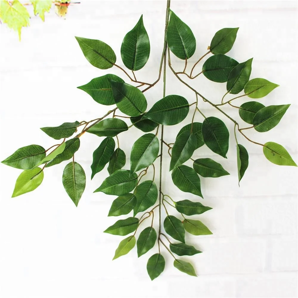 
new artificial foliage single ficus banyan branch leaves for decoration 